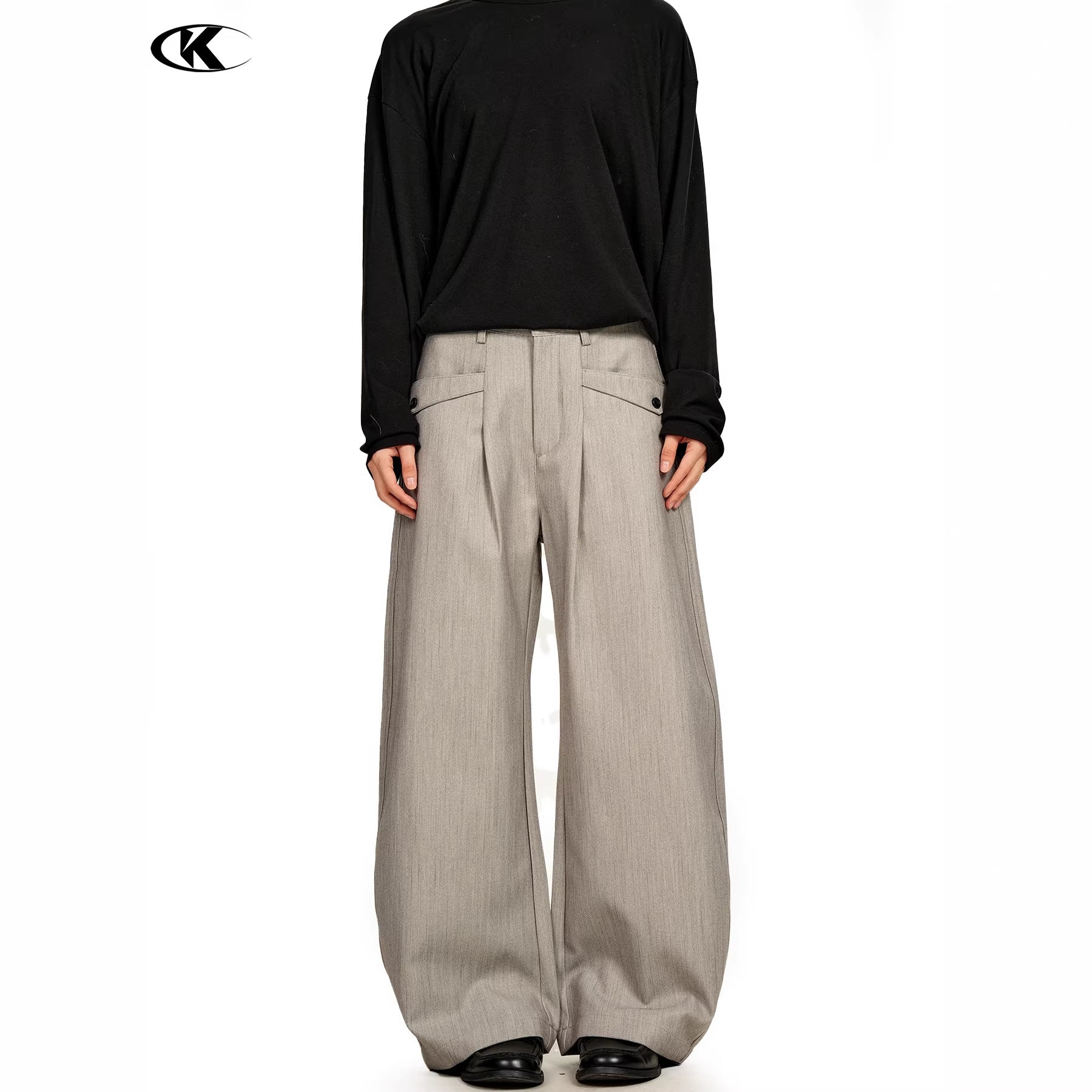 11KN Retro Double-pleated Loose Casual Trousers