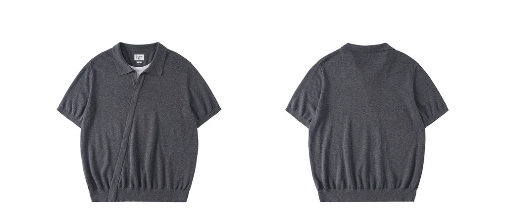LR MADE Knitted Fake Two-piece Casual Tee