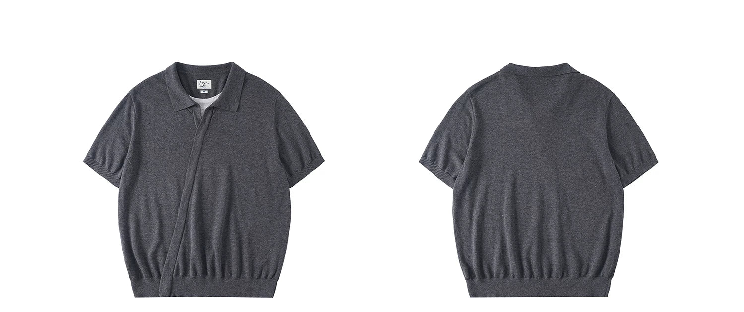 LR MADE Knitted Fake Two-piece Casual Tee