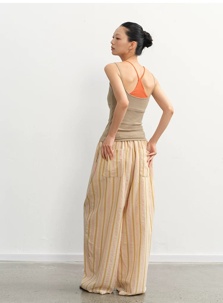 LINY LIBERTY Fake Two-piece Slim-fit Knitted Sling Vest