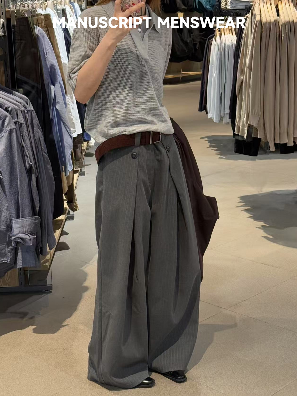 MANUSCRIPT Casual Loose Striped A-line Trousers