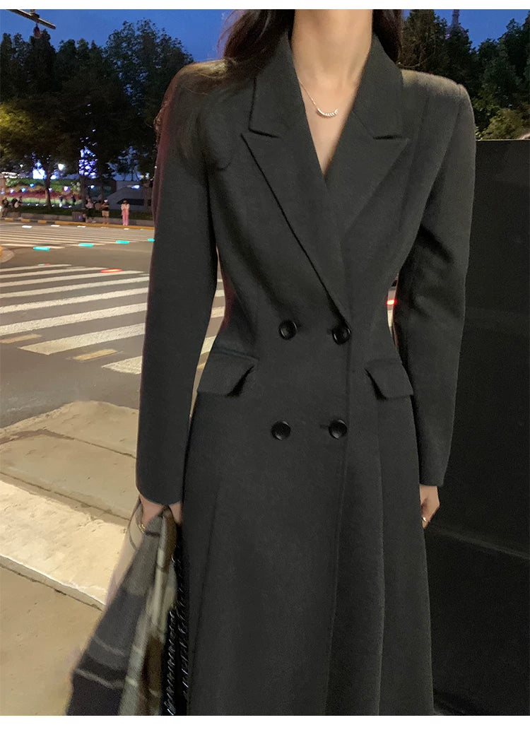 Pusumede High-end Waist and Thin Long Temperament Coat