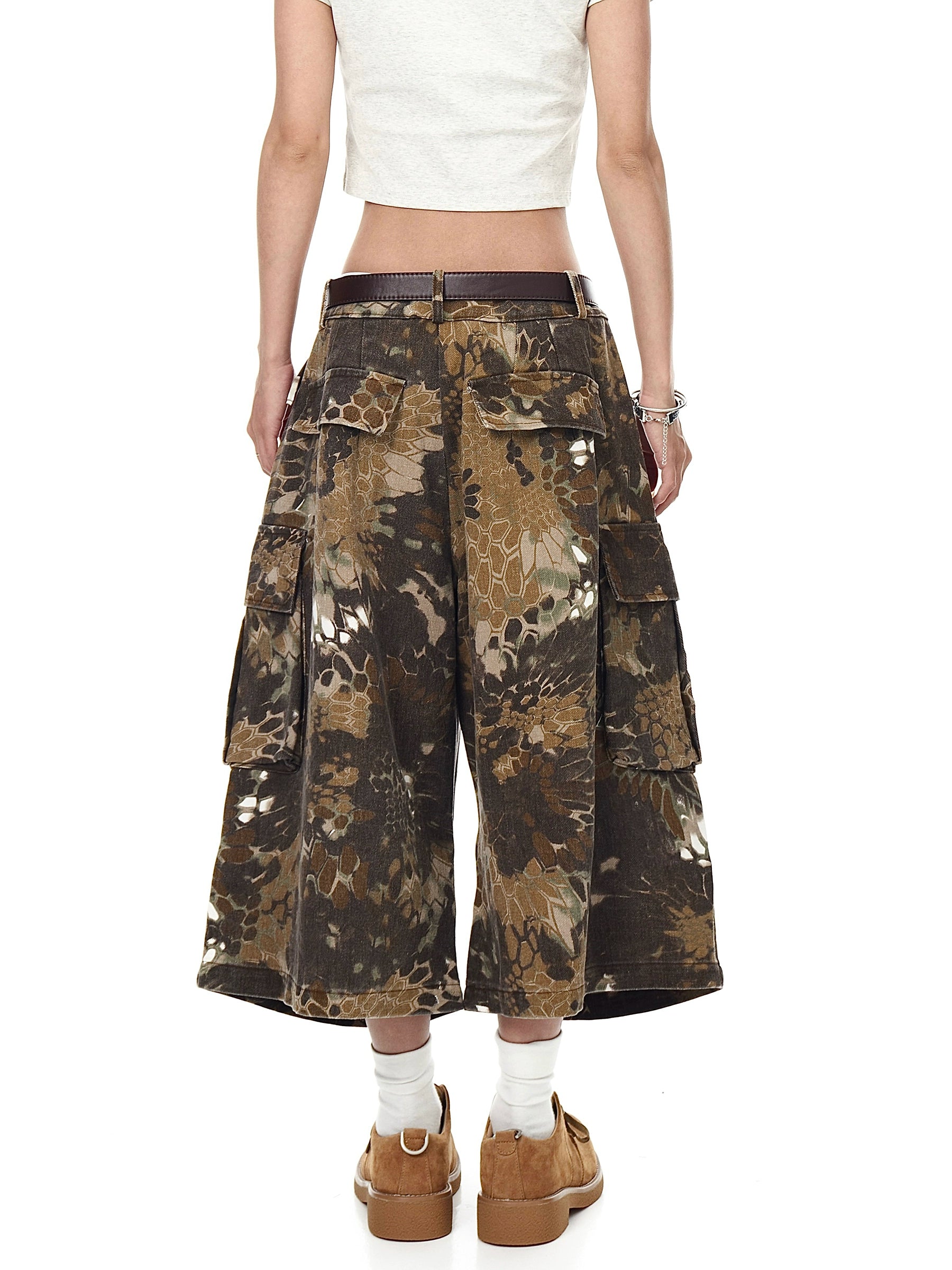 BLACKLISTS Snake Pattern Camouflage Tooling Shorts