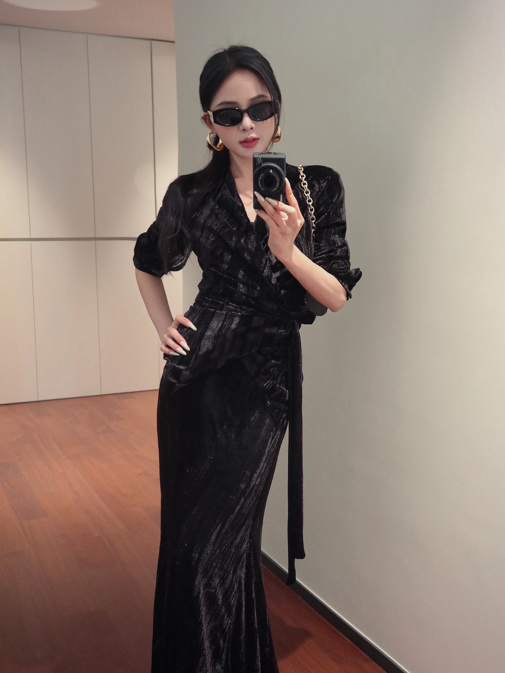 CHUYUQI Pleated Irregular Strappy Mermaid Skirt Set