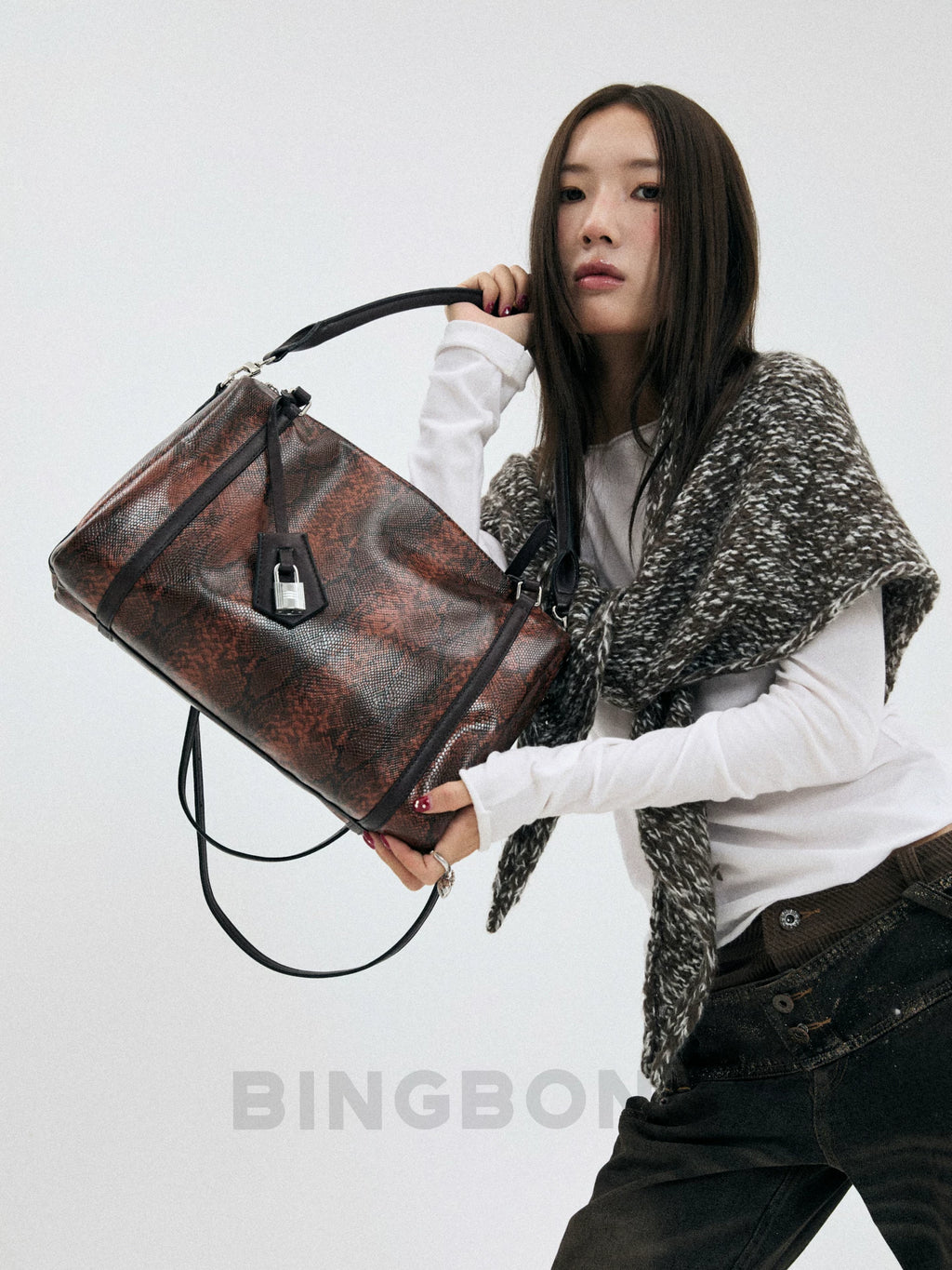 BINGBONG Snake Pattern Large Capacity Armpit Bag
