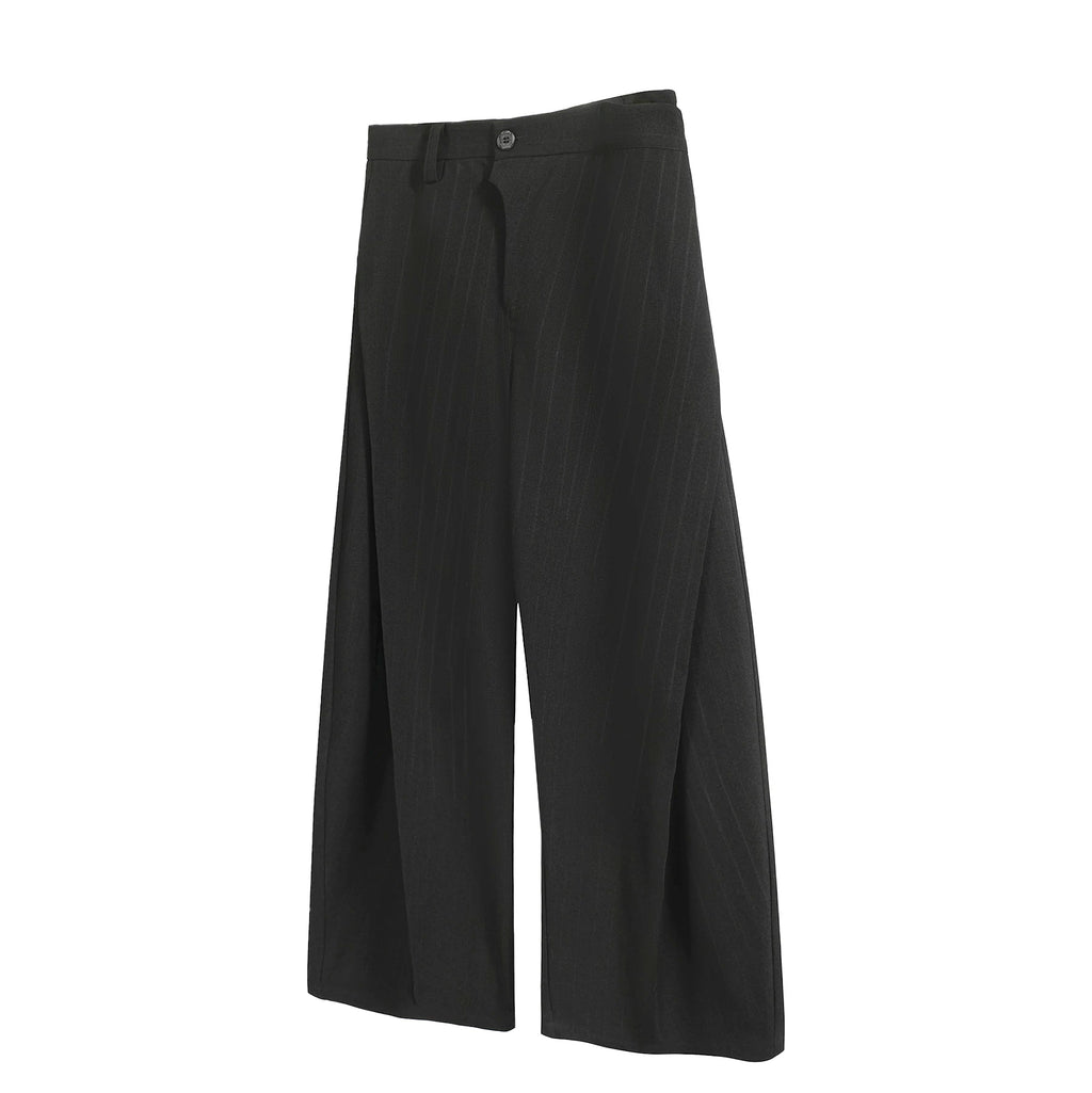 TZ Striped Pleated Loose-fitting Wide-leg Trousers