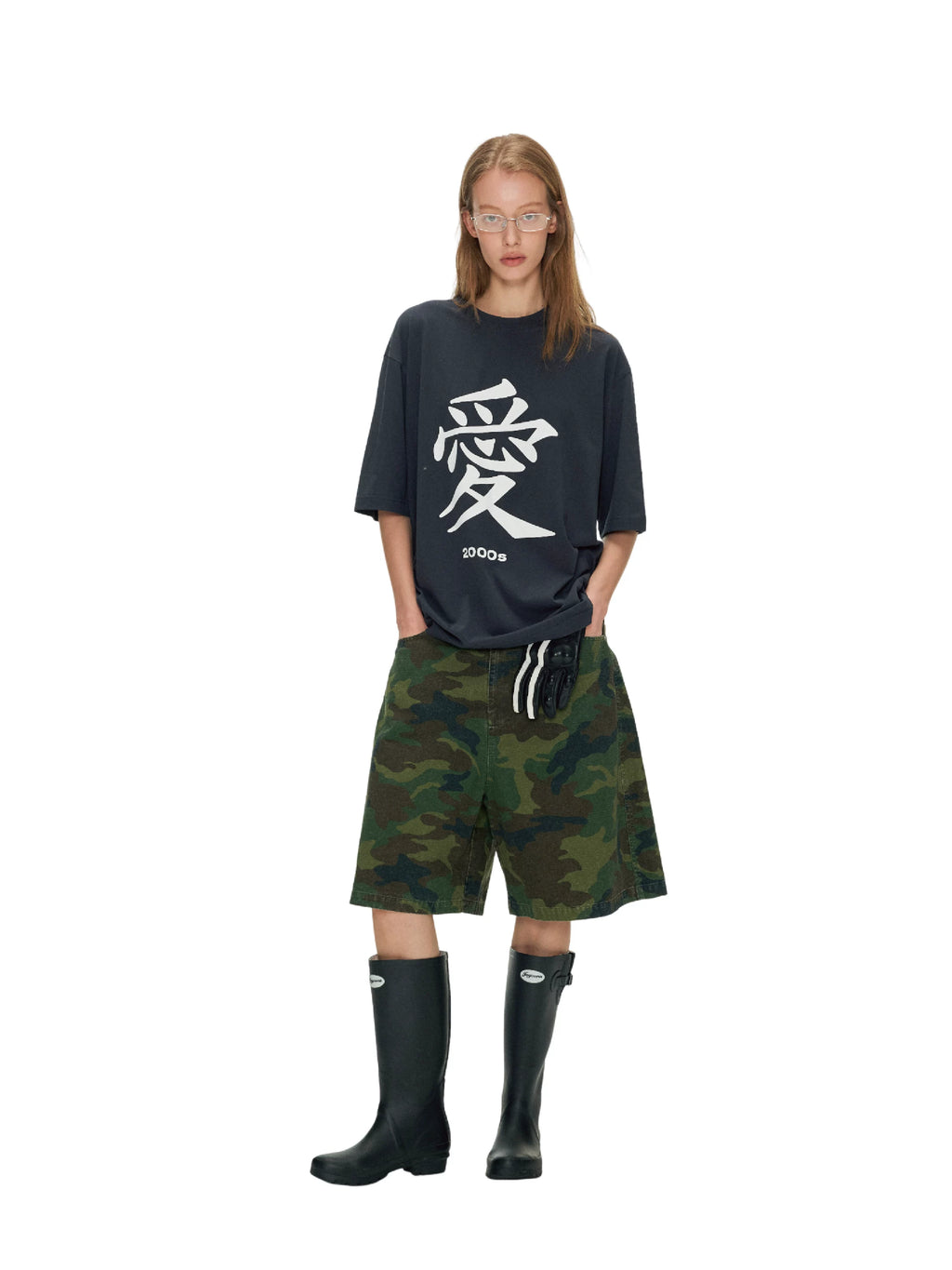ANTERIOR LOVED Digital Vintage Love Print Loose Casual Tee