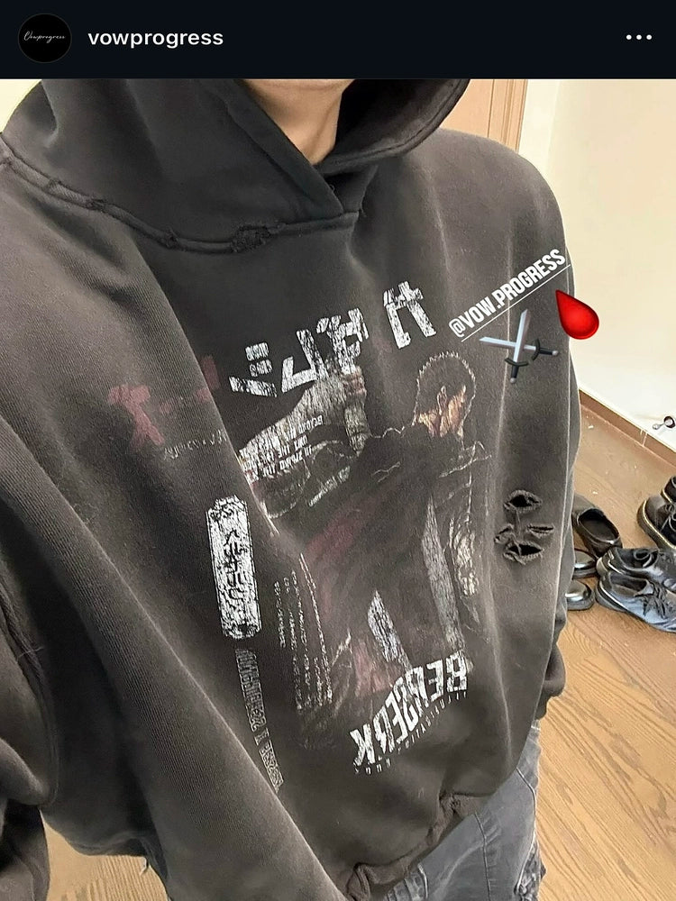 VOWPROGRESS Do Old Damage Hooded Sweater