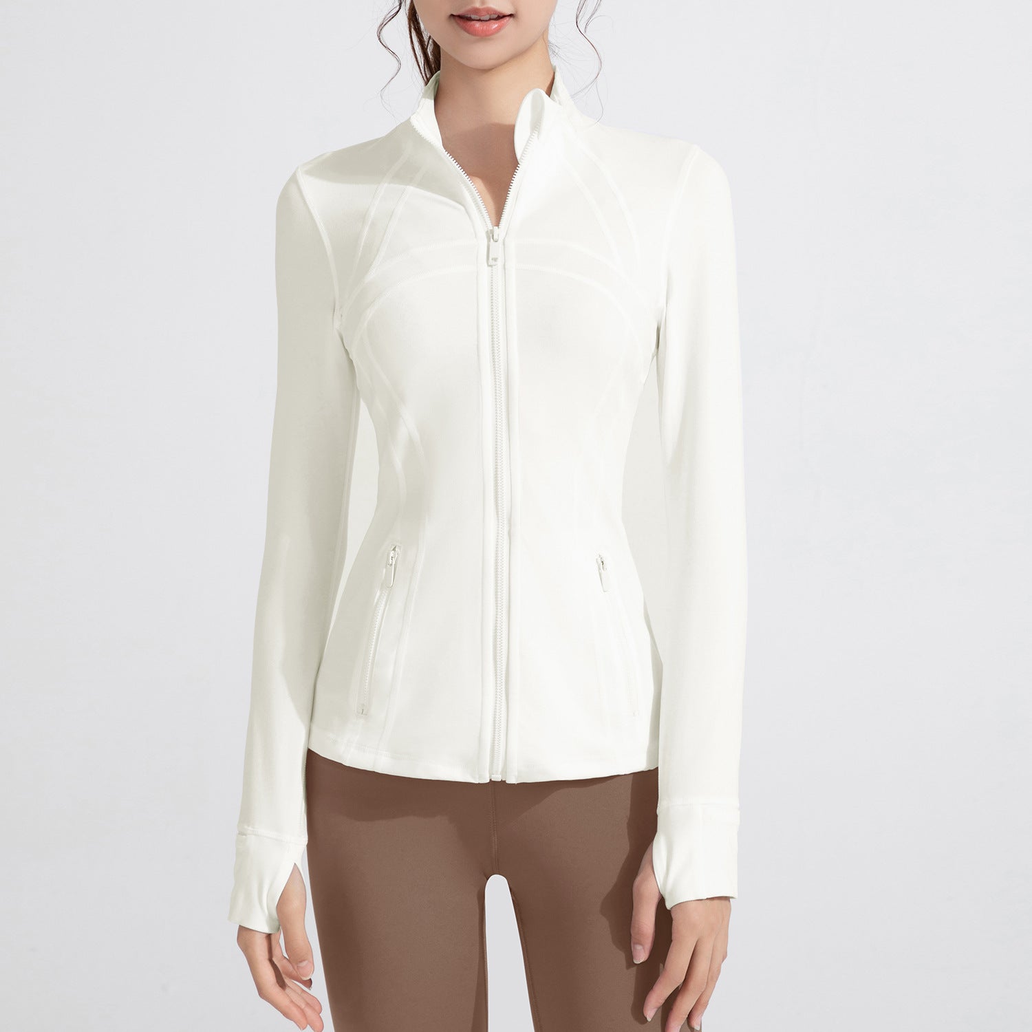 Athena Lulu Stand-up Collar Blazer Long-sleeved Zip-up Jacket