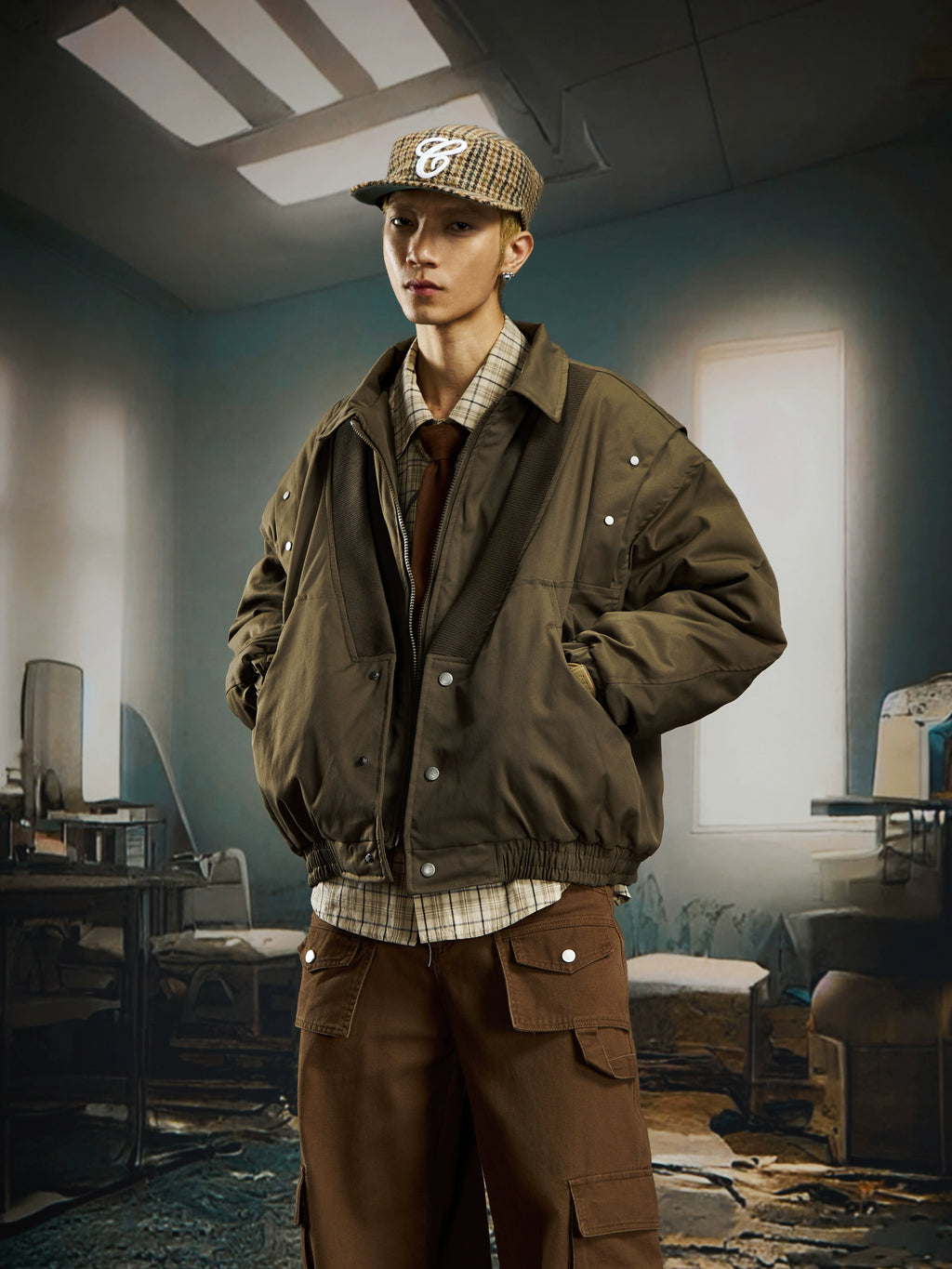 NOMANIAI Fake Two-piece Lapel V-neck Jacket