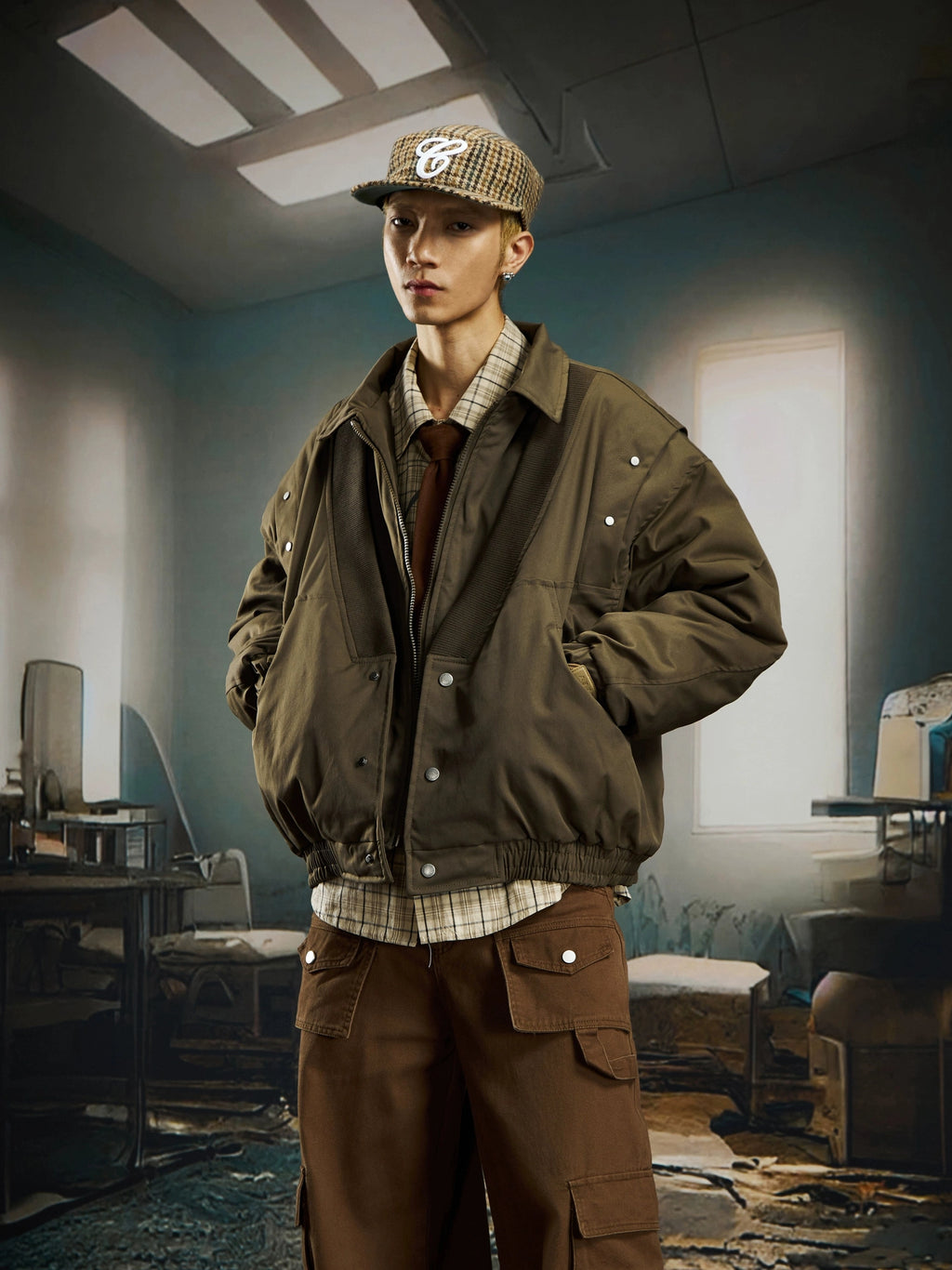 NOMANIAI Fake Two-piece Lapel V-neck Jacket