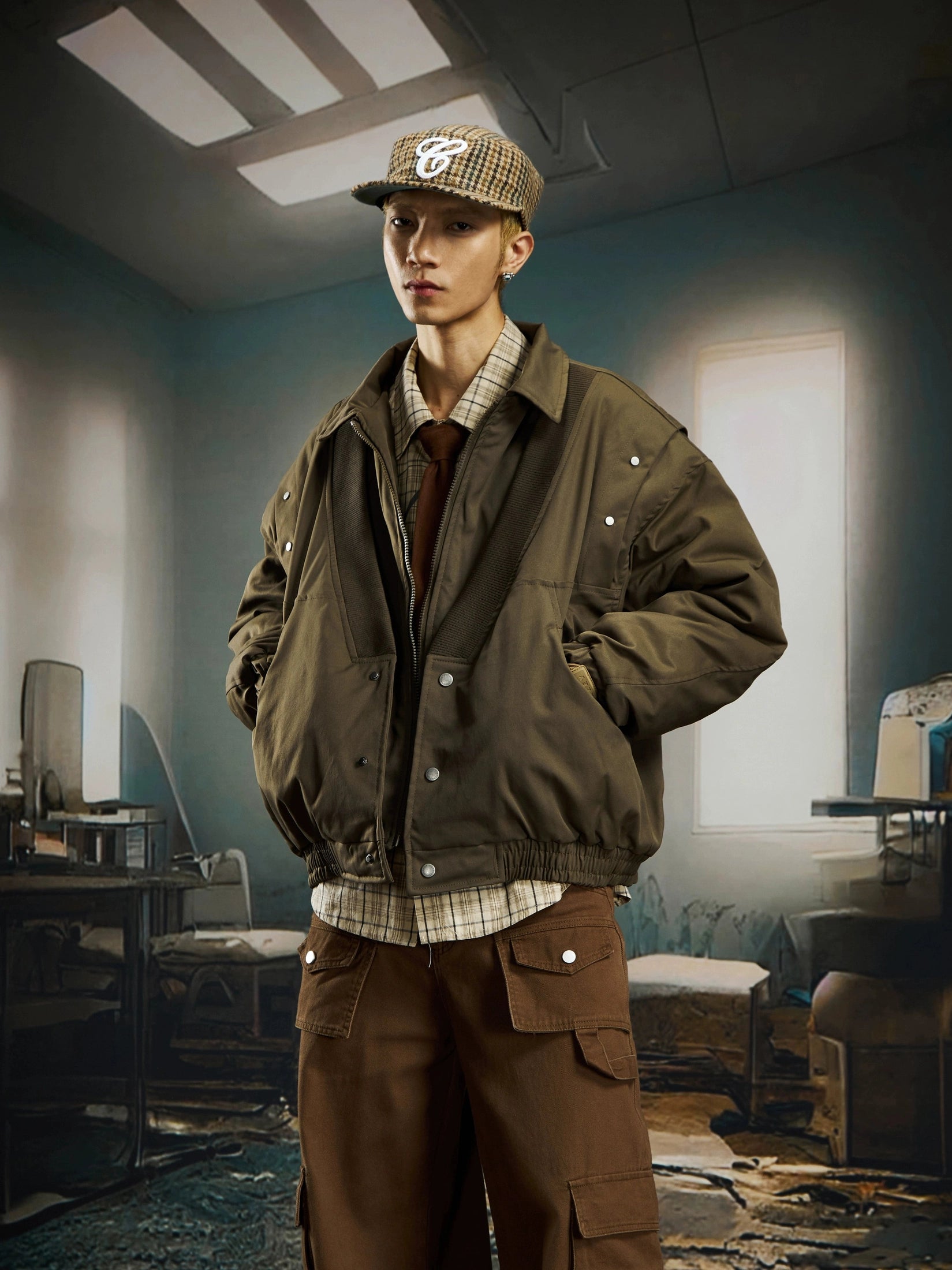 NOMANIAI Fake Two-piece Lapel V-neck Jacket