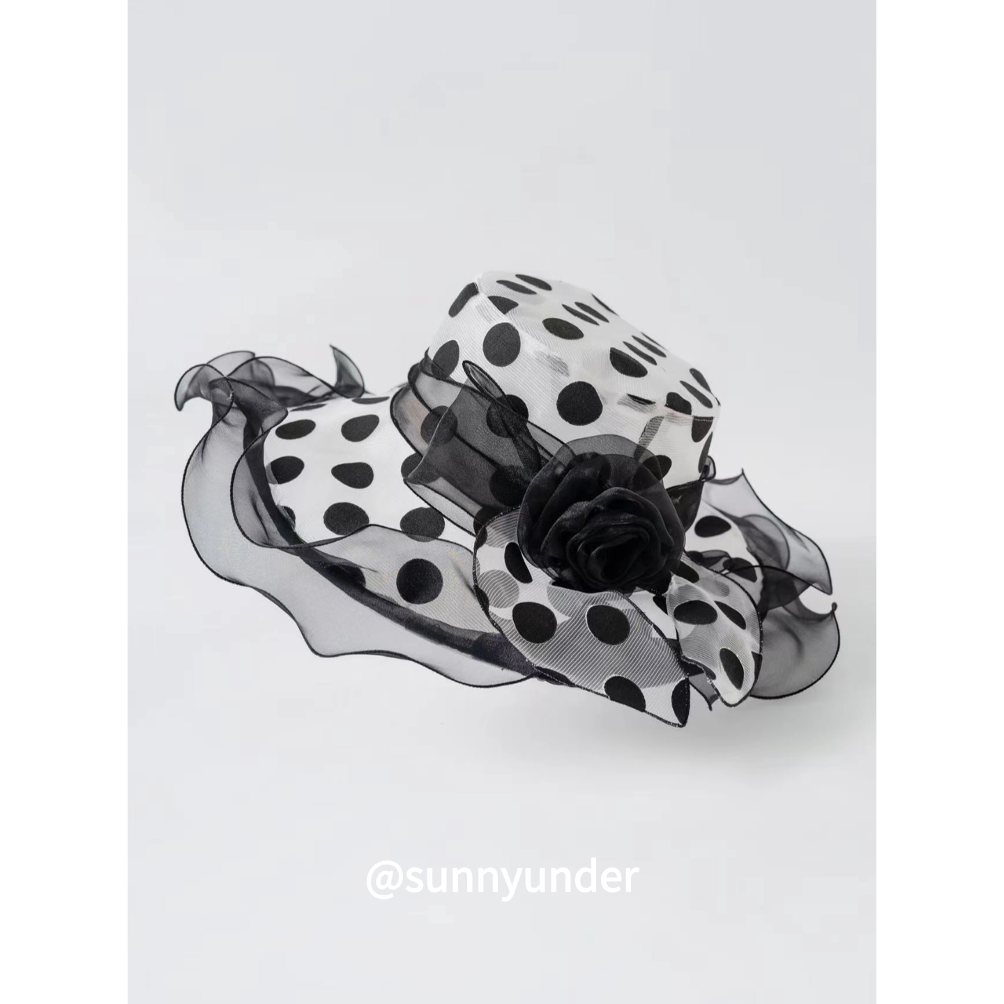 Sunnyunder Polka Dot Ruffle Edge Breathable Lace Cap