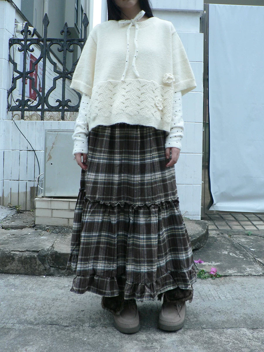 Ang: Project Vintage Stitched Lace Checked Skirt