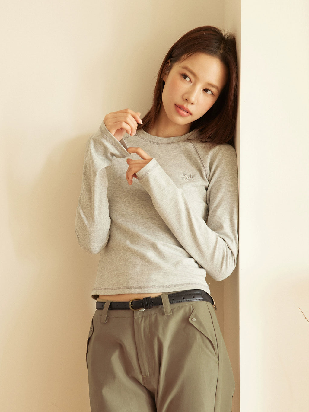 RPB BRAND Vintage Slim Fit Rough Sleeve Versatile Bottom Top