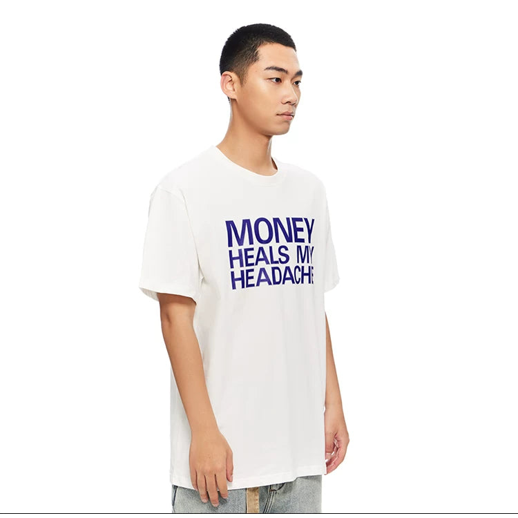 HEADACHE Bold Letter Print Round Neck Tee