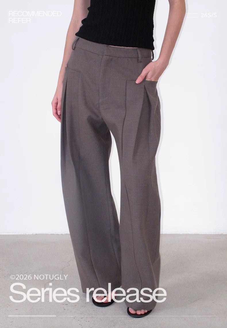 NOT UGLY Button Side Pocket Versatile Casual Pants