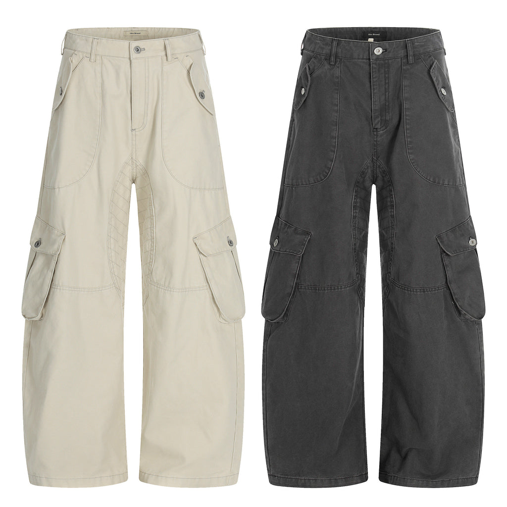 11KN Retro Straight Loose Wide-leg Casual Scimitar Pants