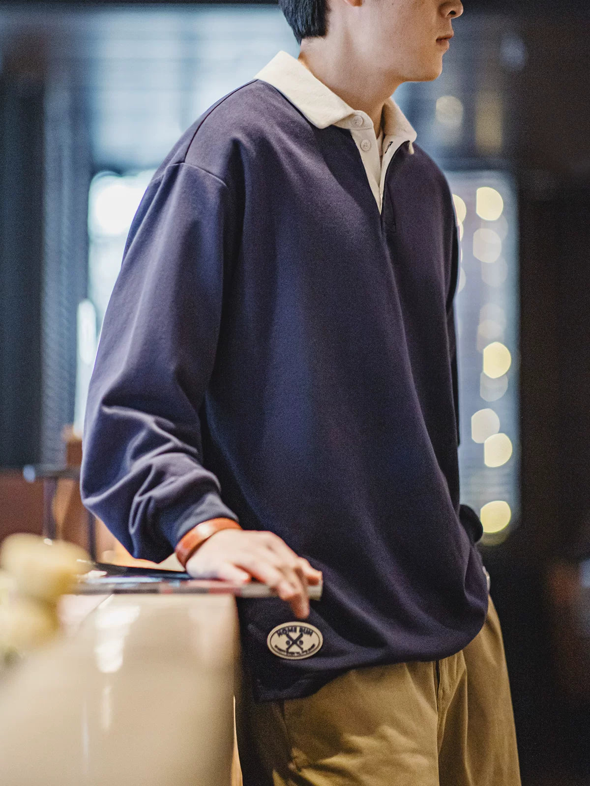 Madden retro knitted college style polo shirt