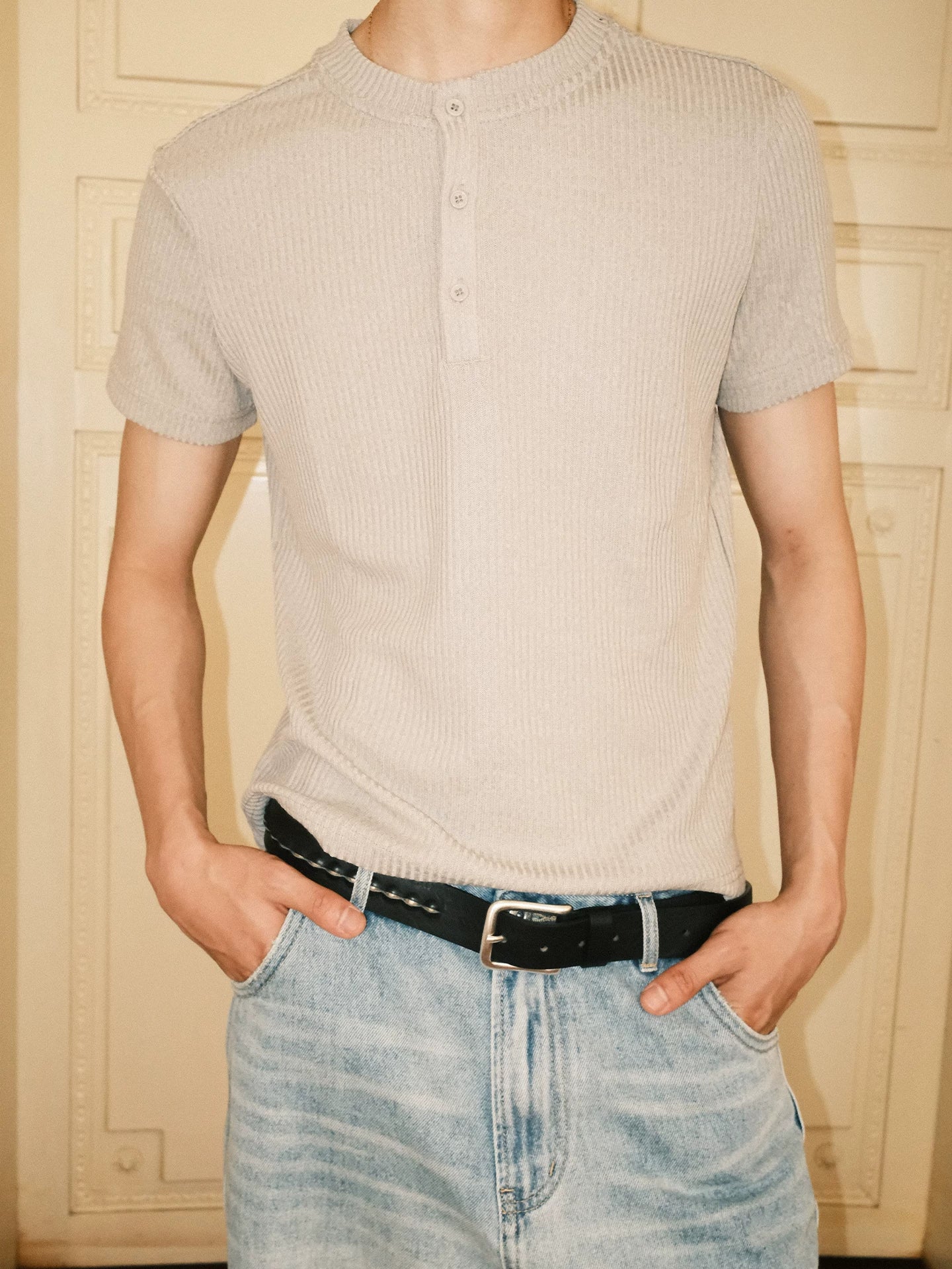 TERRAINCOGNITA Henry Collar Woolen Skin-friendly Tee