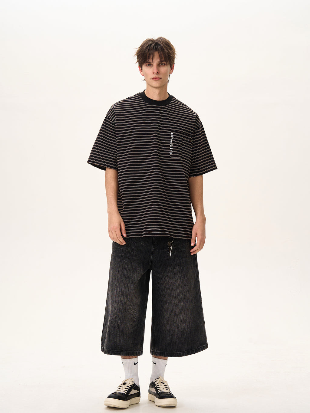 BTSG [380G heavy oversize] hand-stitched striped Tee