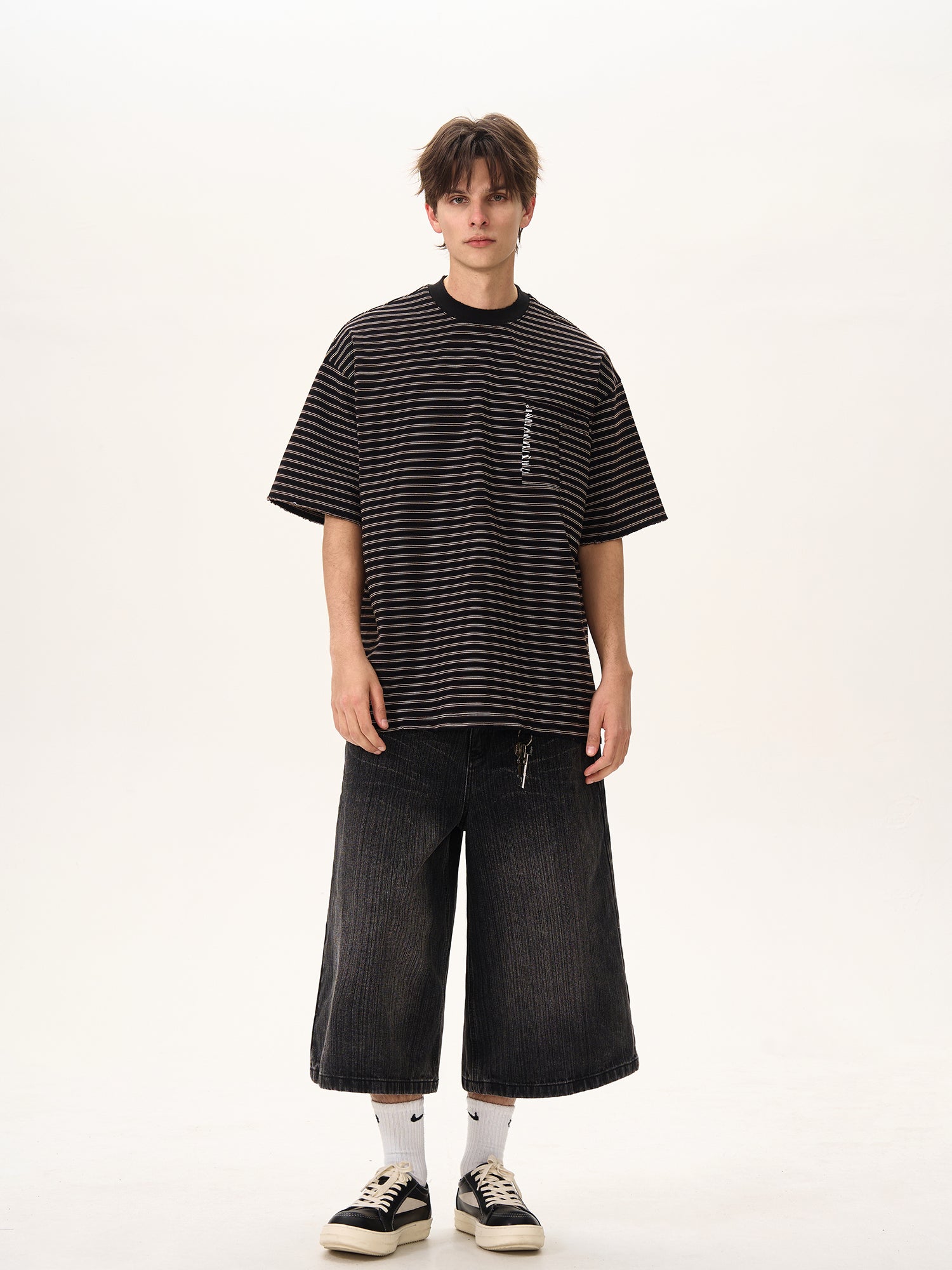 BTSG [380G heavy oversize] hand-stitched striped Tee