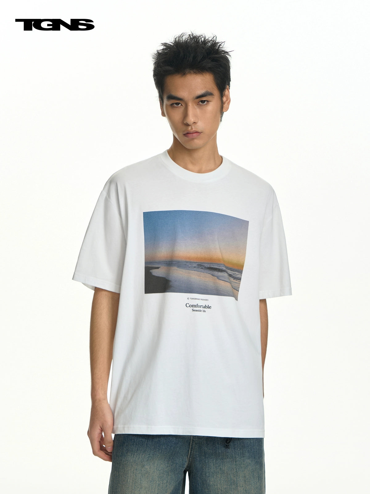 TGNS Landscape Print Loose Casual Tee