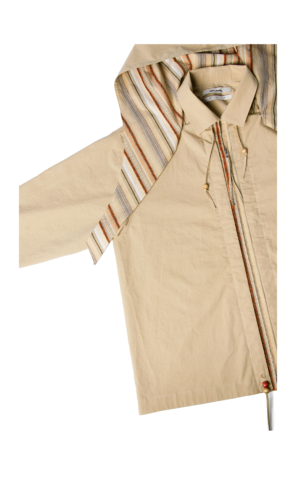 RELABEL Beaded Pleated Removable Hood Shirt