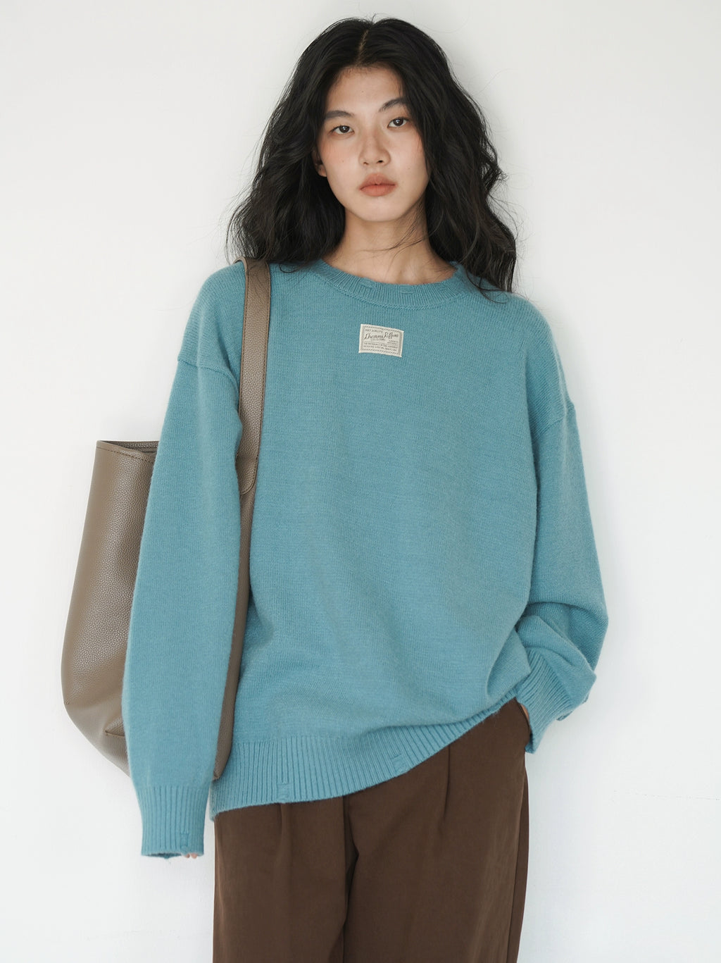 EIGHTHMONTH Lazy Style Crew Neck Pullover Loose Knitted Sweater