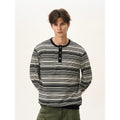 BTSG Premium Henry Neck Striped Long Sleeve Tee