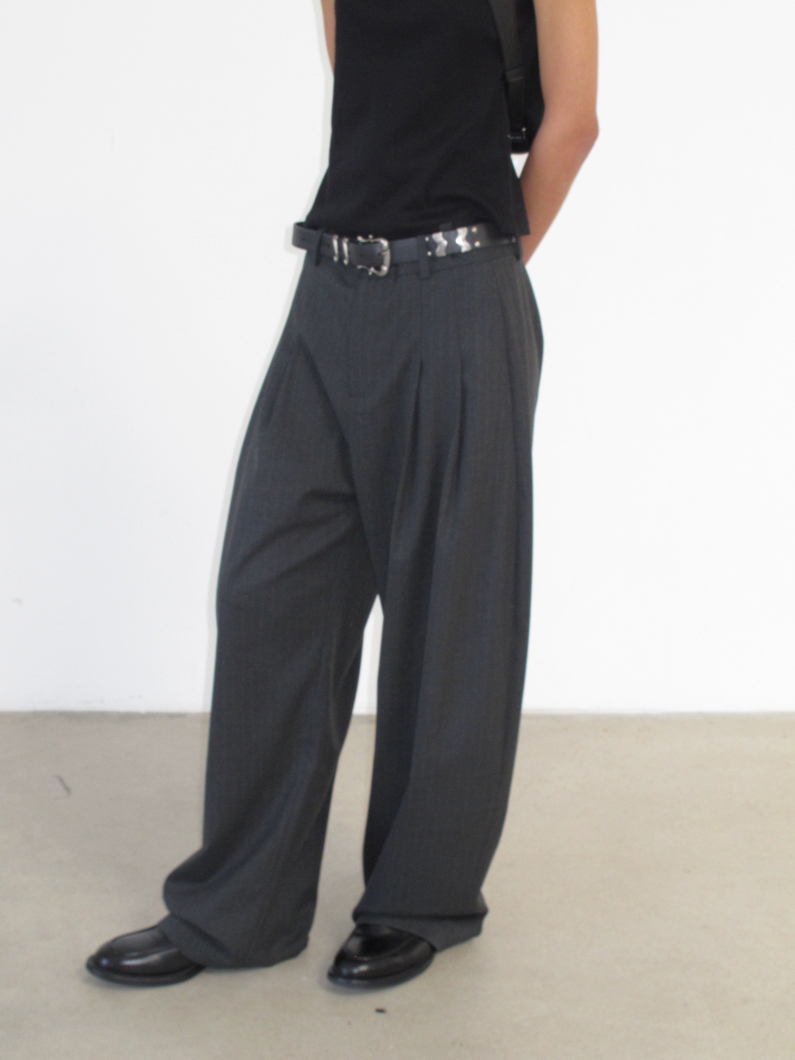 NOT UGLY Striped Grey Scimitar Casual Trousers