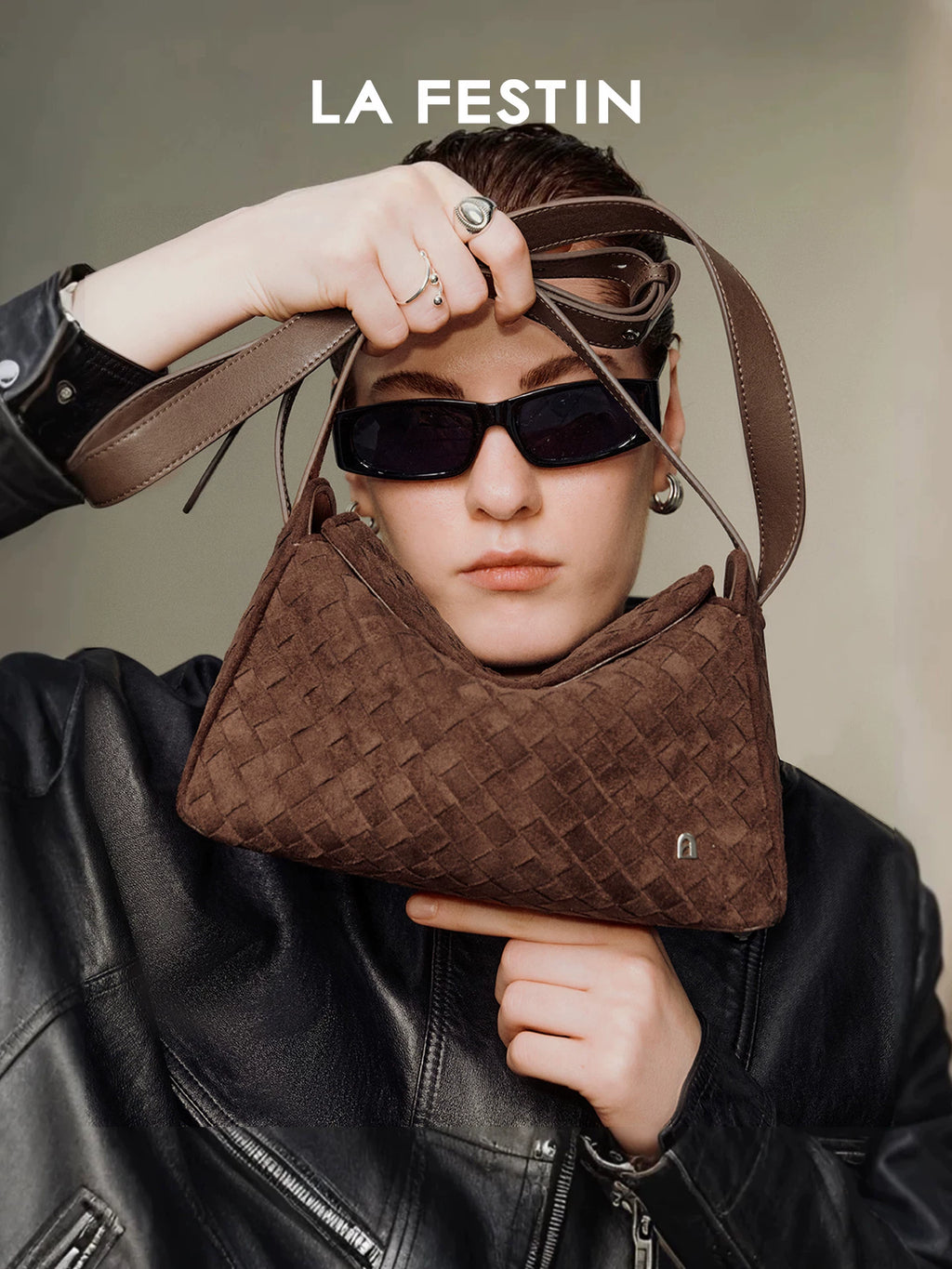 La Festin Woven Crossbody Handbag