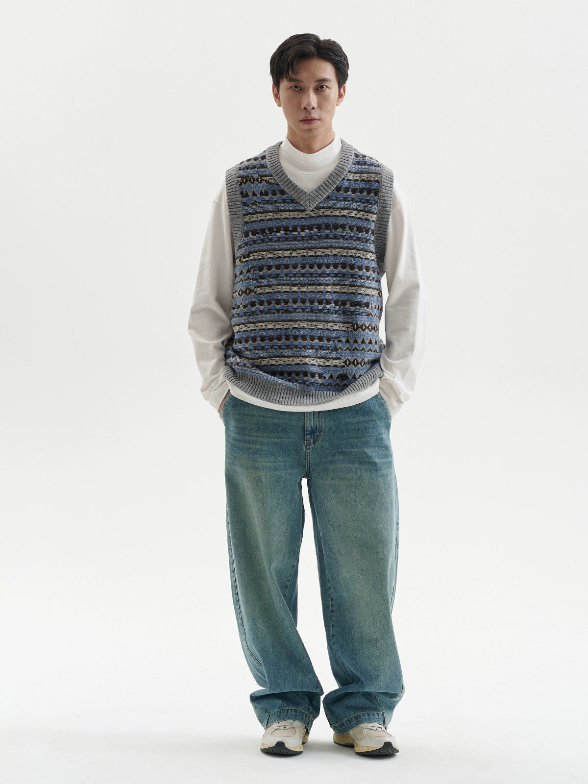 BUTTBILL Vintage V-neck Knitted Vest