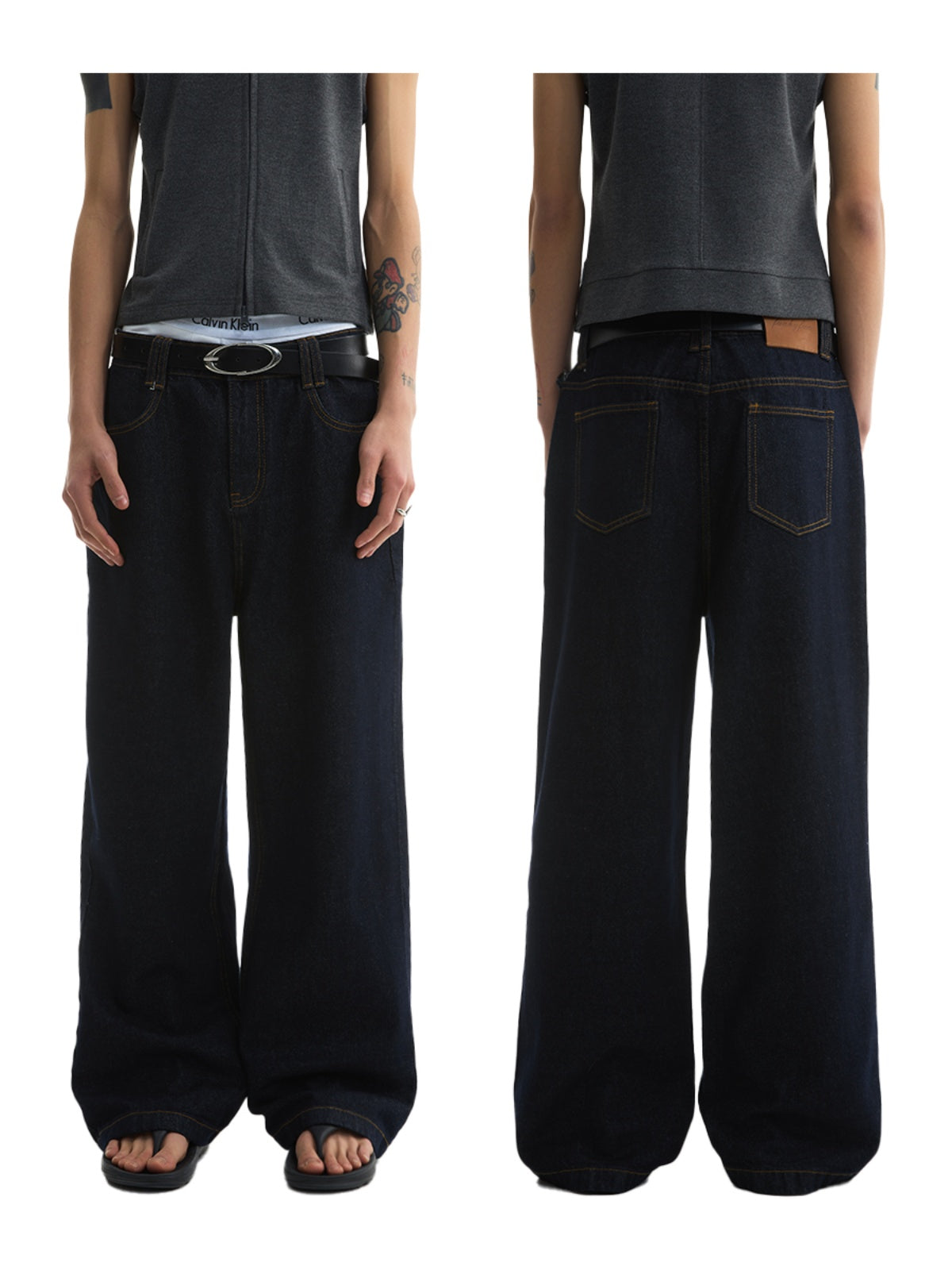 FUNKYFUN Denim Primary Color Straight Jeans