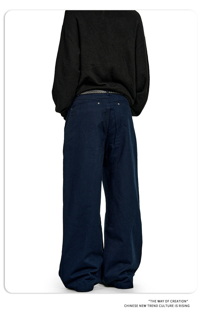 11KN Old Simple Loose Three-dimensional Wide-leg Pants