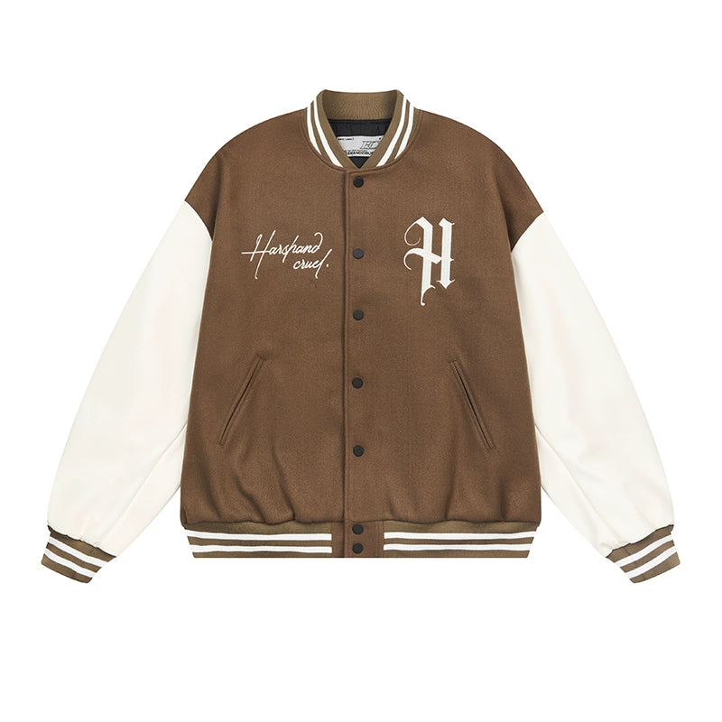 Harshandcruel Vintage Hip Hop Embroidered Baseball Jacket