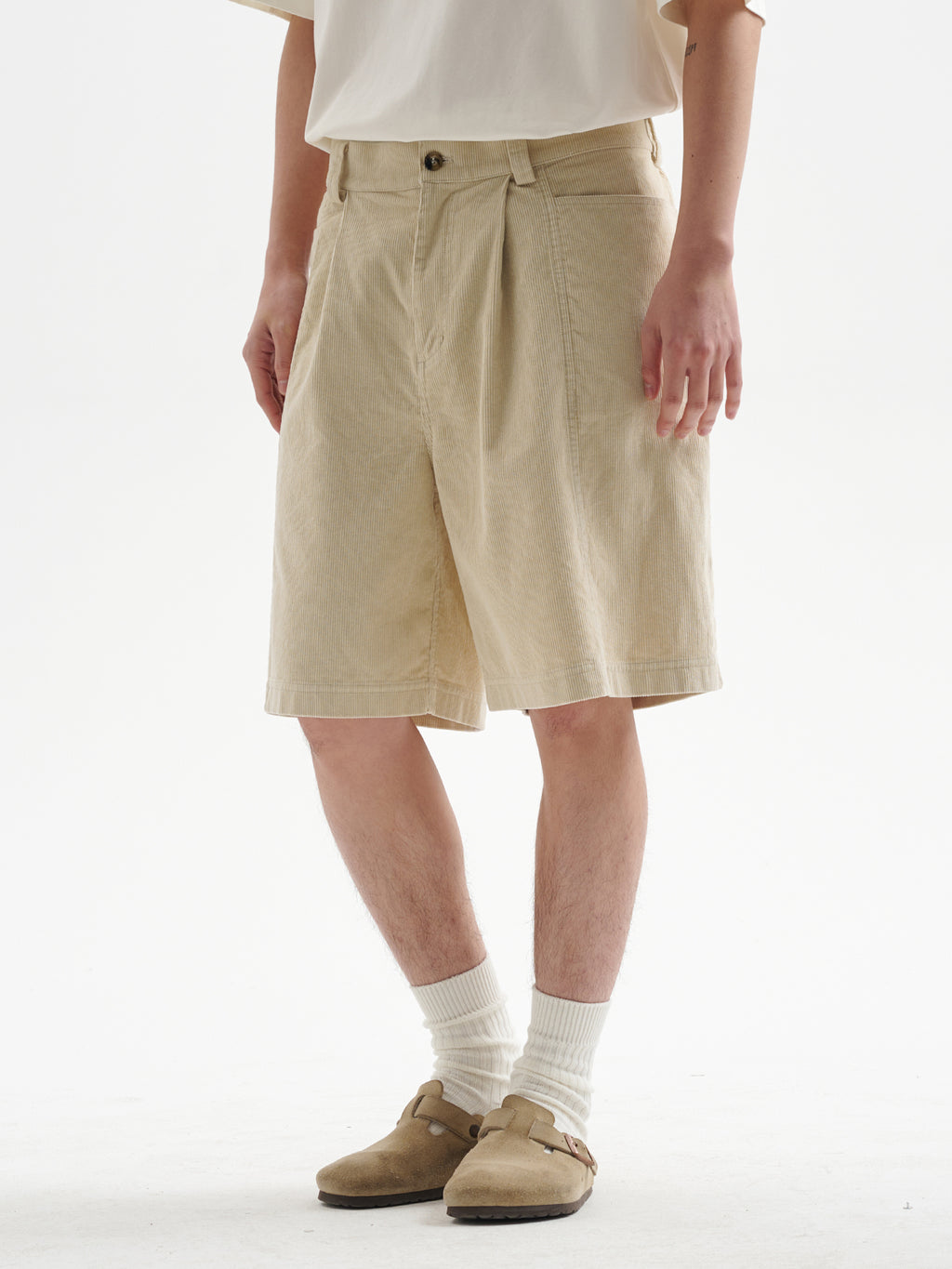 BUTTBILL 25SS Japanese retro 11-pit non-elastic corduroy Shorts