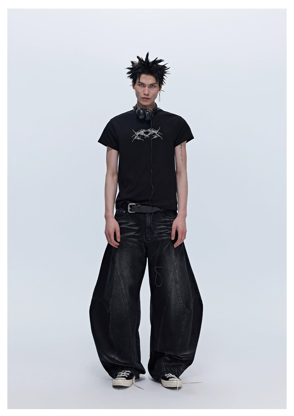 SGW "Wings of Thorns" Hot Diamond Subculture Elastic Slim Sleeve Short Sleeve Tee