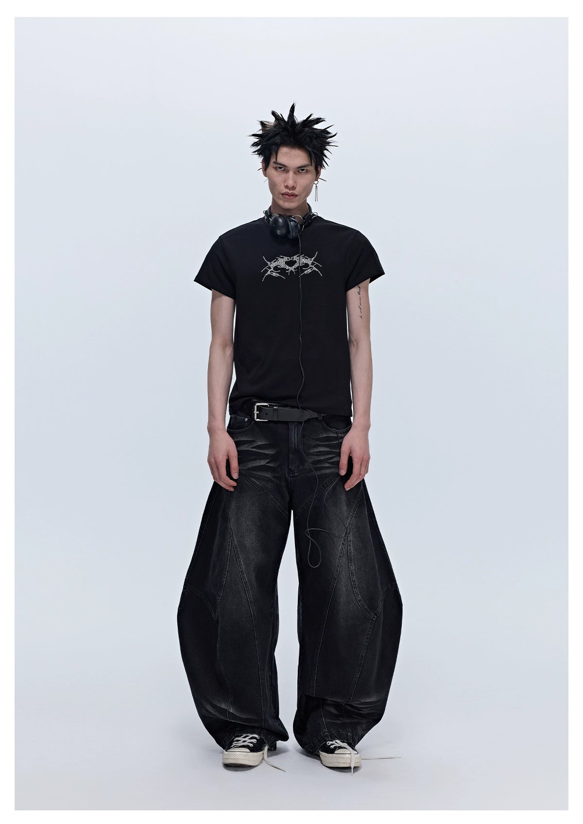 SGW "Wings of Thorns" Hot Diamond Subculture Elastic Slim Sleeve Short Sleeve Tee