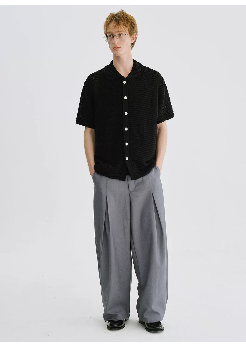 LIVINGTOWN Cutout Versatile Knit Short-sleeve Shirt
