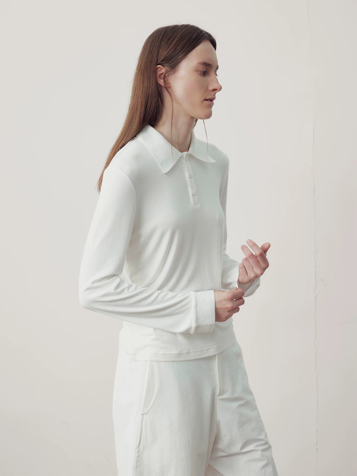 COLN Lapel Neck Long-sleeved Polo Shirt