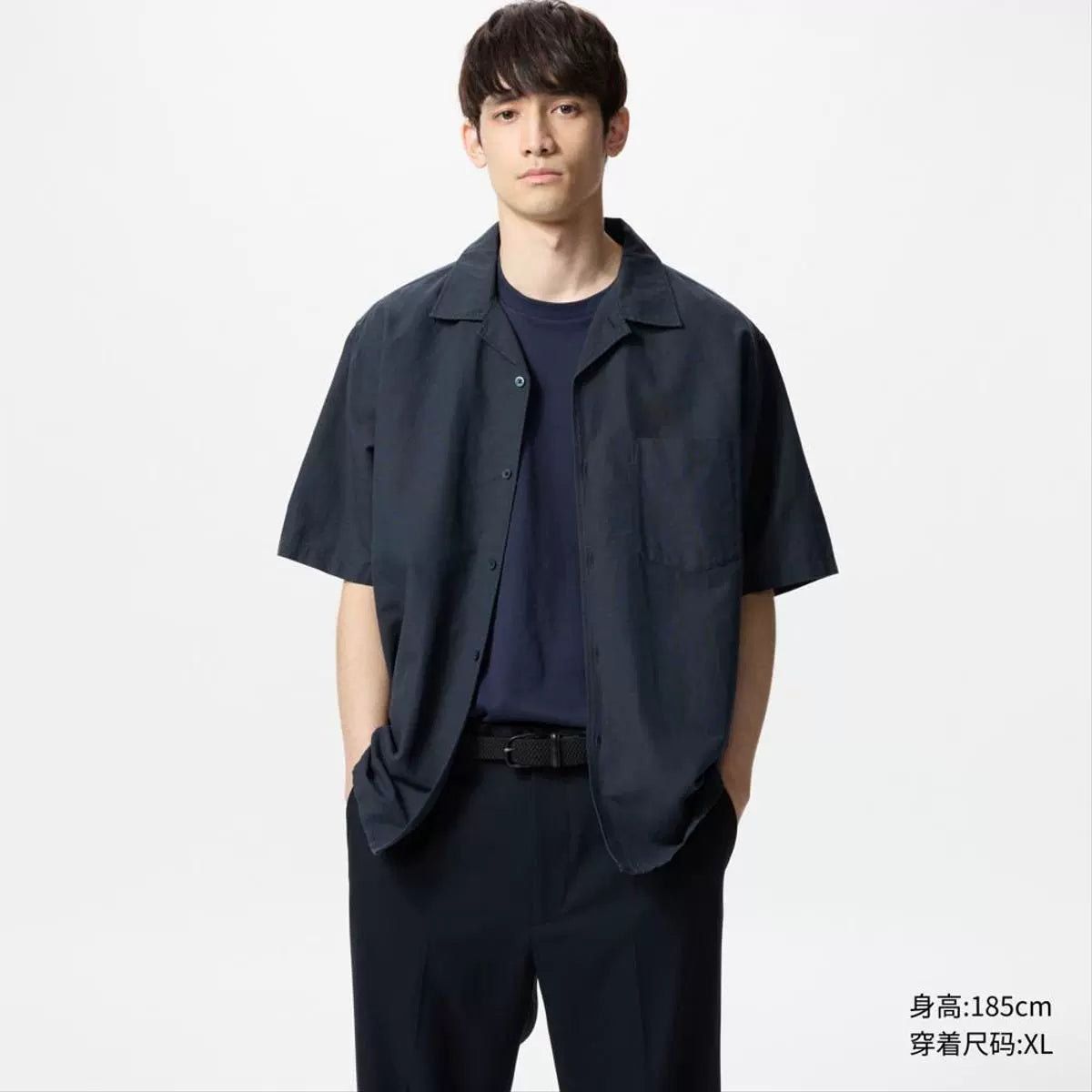 Uniqlo Men's Women's Cotton and Linen Shirt/Short Sleeve Shirt Cardigan Casual Solid Color 25 Spring and Summer New 477181