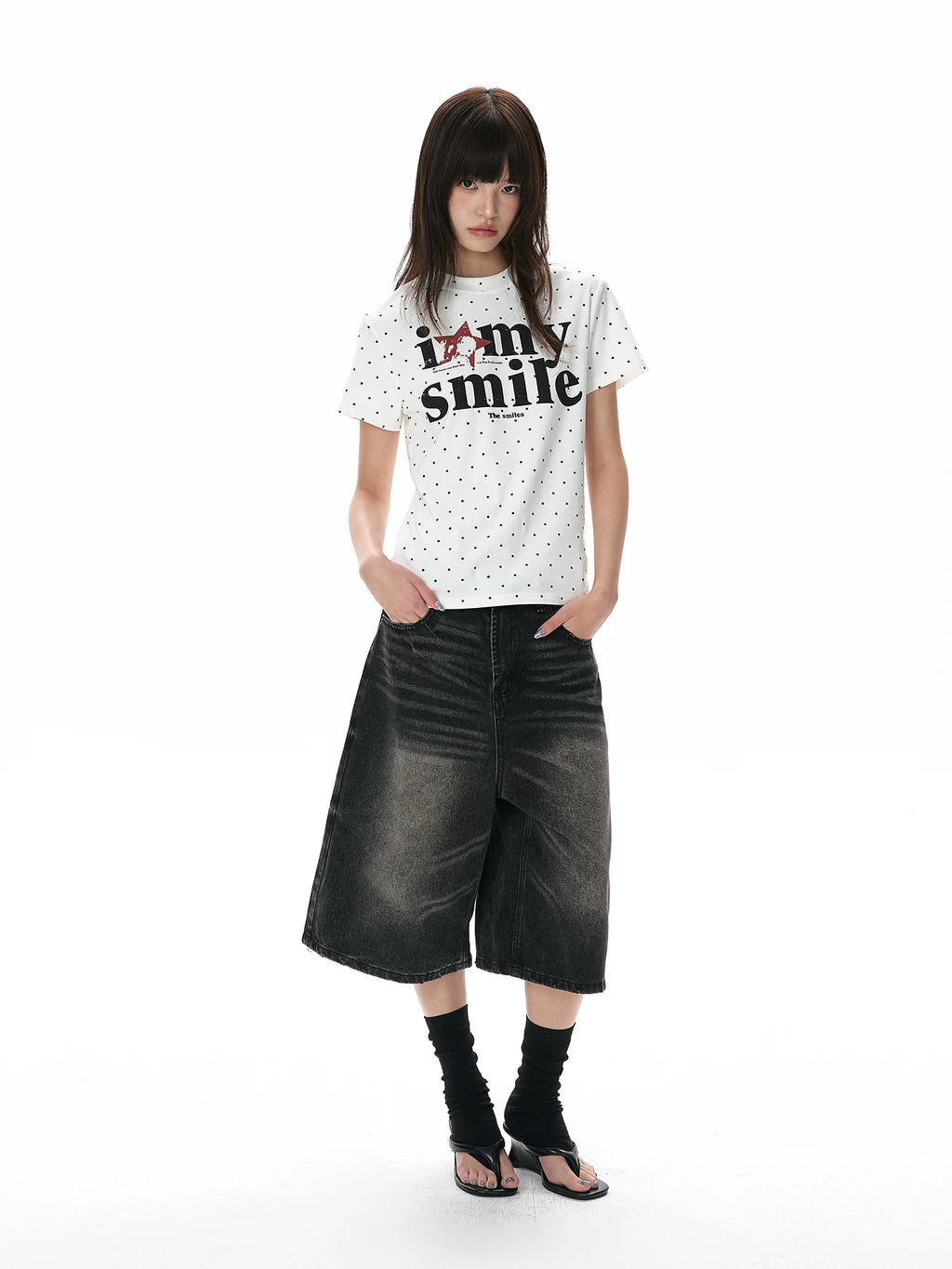 A PUEE Retro Denim Loose and Versatile Cropped Pants
