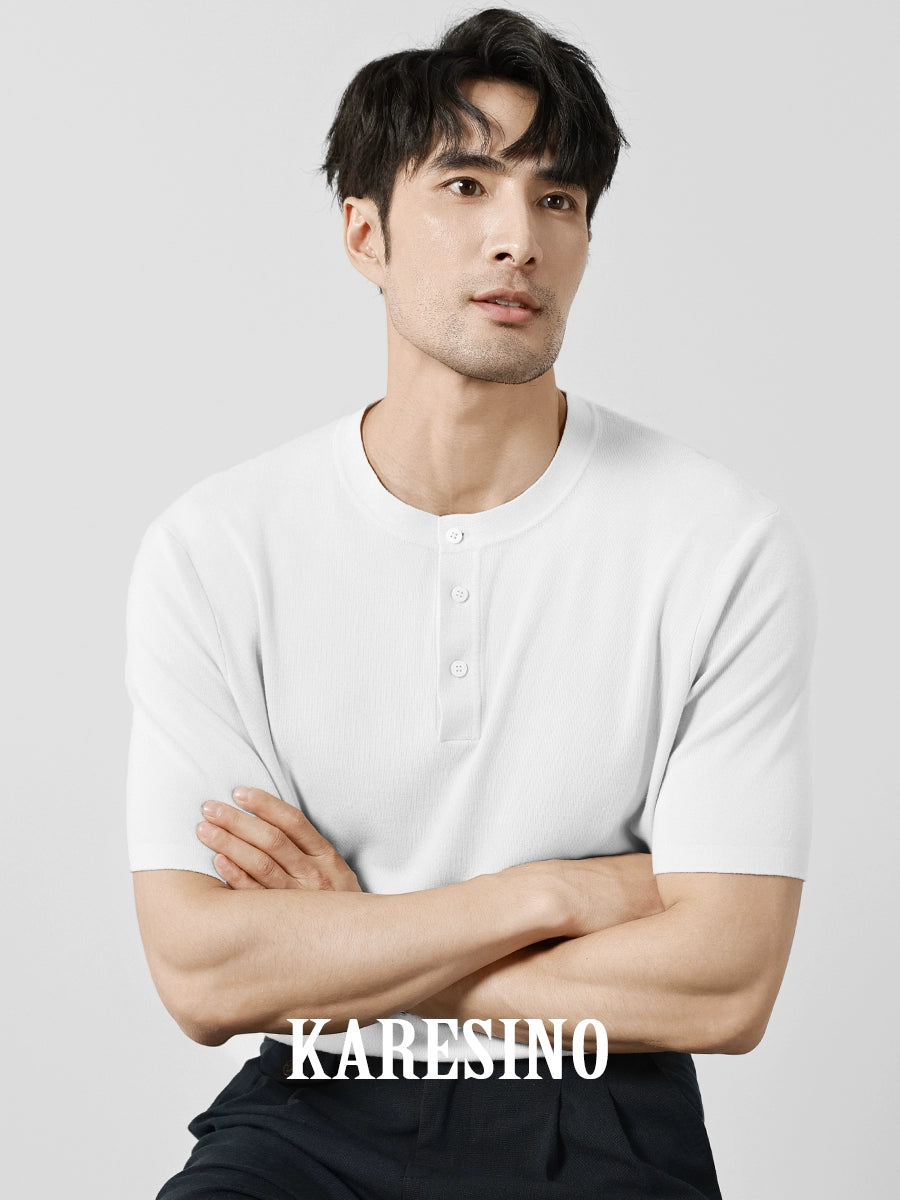 KARESINO Henry Collar Business Knitted Polo Shirt
