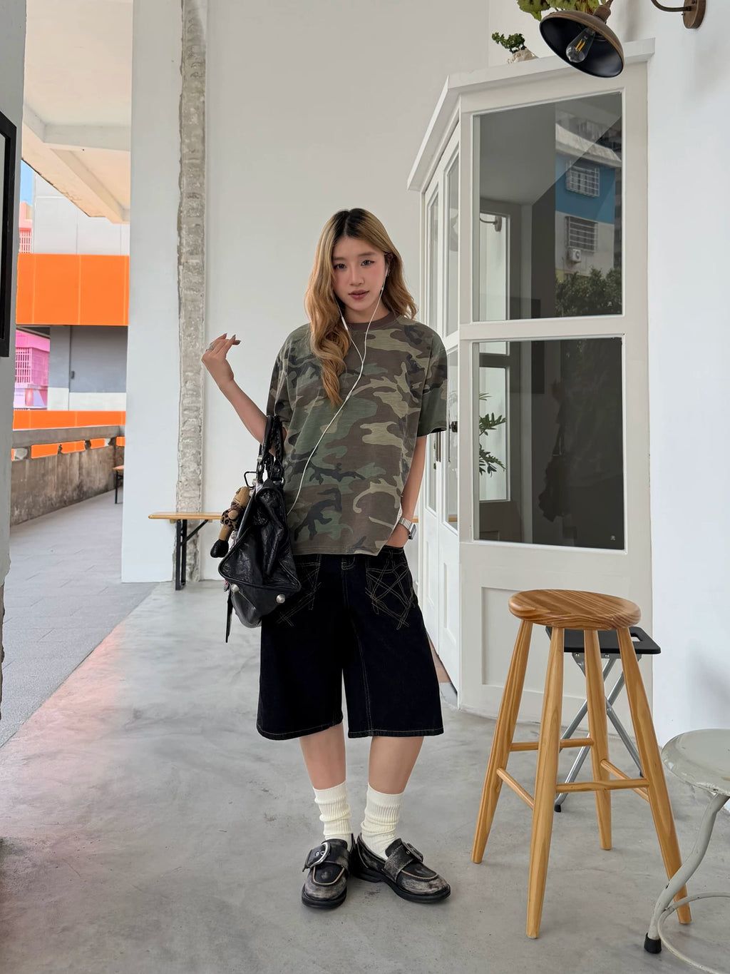 CCYE Wide-leg Denim Seven-point Knee Shorts