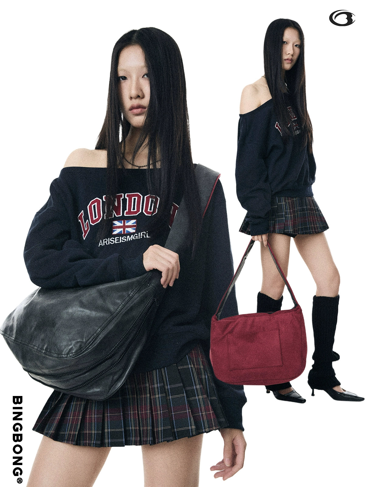 BINGBONG Vintage Large Capacity Slack Simple Shoulder Crossbody