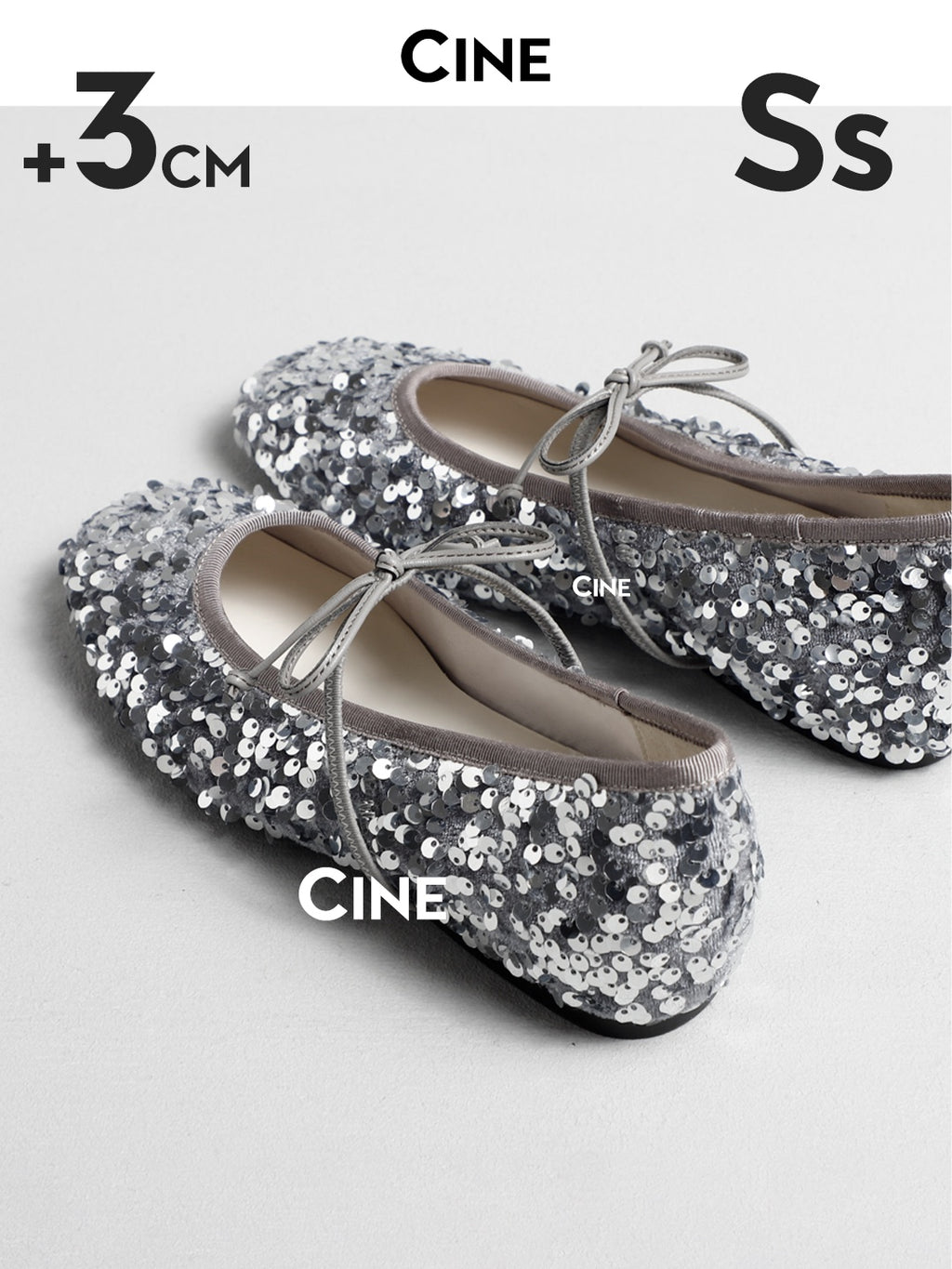 Cebostin Bow Inner Heightening Sequined Shoes