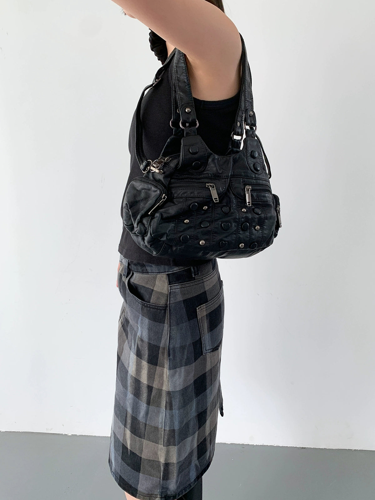 BINGBONG Shoulder Messenger Bag Y2k Soft Leather Underarm Bag