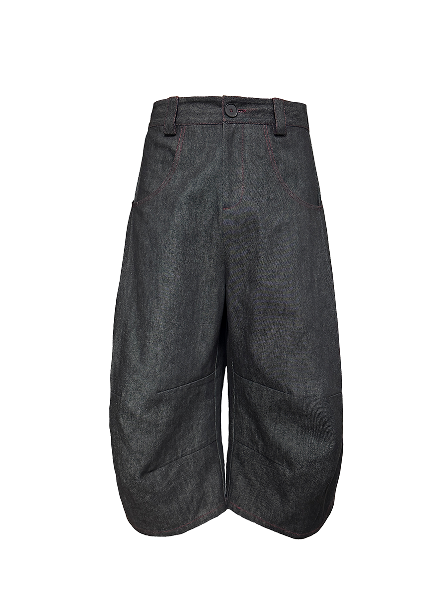 JCAESAR Original Bull Red Line Pleated Cropped Pants