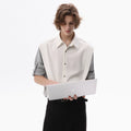 CHOR Fake Two-piece Striped Spliced Short-sleeved Shirt